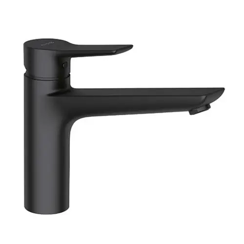 Küchenarmatur von Kludi in mattschwarz mit geschlossenem Hebel und gerader Auslaufkante. Ideal für moderne Spültische.